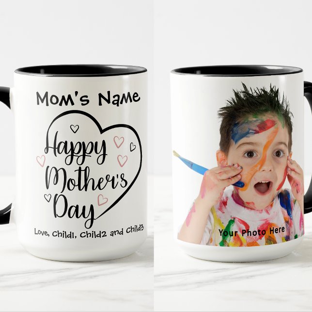 Happy Mothers Day Heart Customizable Photo Mug (Creator Uploaded)