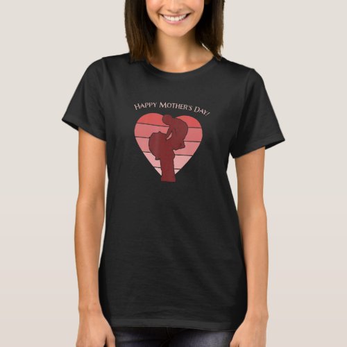 Happy Mothers Day Heart Mother Holding Child Retr T_Shirt