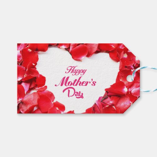 Happy Mothers Day _ Heart Shaped Rose Petals Gift Tags