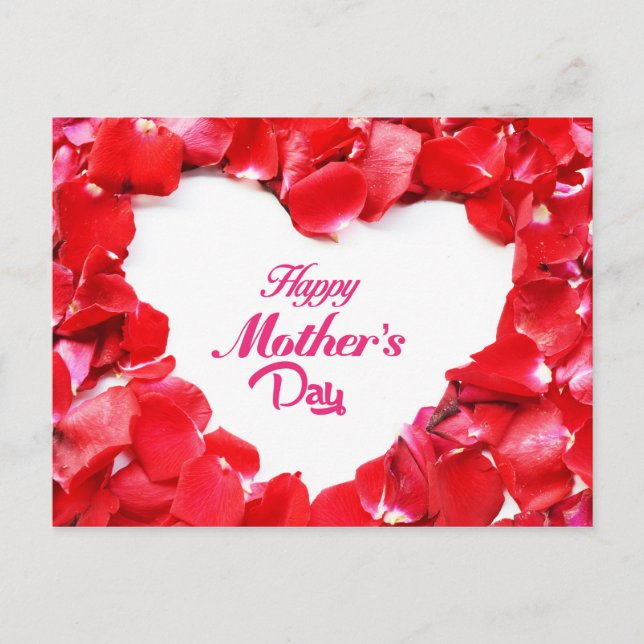 Happy Mother's Day - Heart Shaped Rose Petals Postcard (Front)