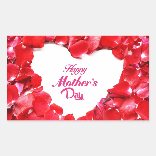 Happy Mother's Day - Heart Shaped Rose Petals Rectangular Sticker (Front)