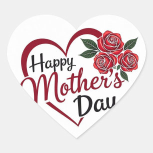 Happy Mother's Day  Heart Sticker