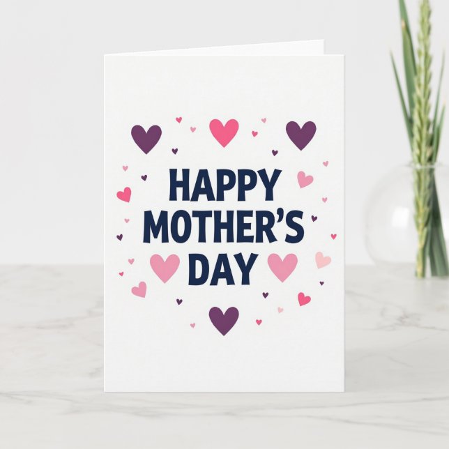 Happy Mothers Day Hearts Art Card (Front)