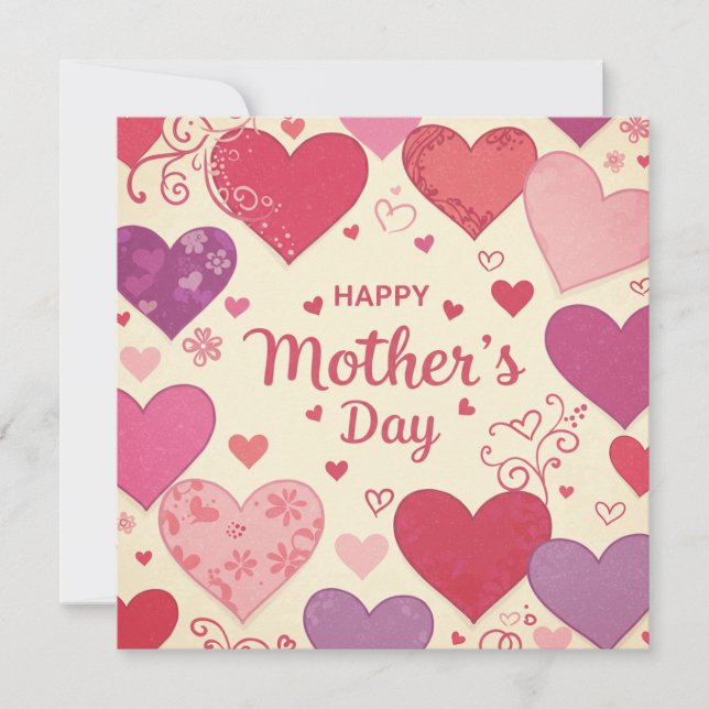 Happy Mother's Day Hearts Greeting Card (Front)