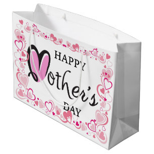 Happy Mothers Day Hearts Large Gift Bag