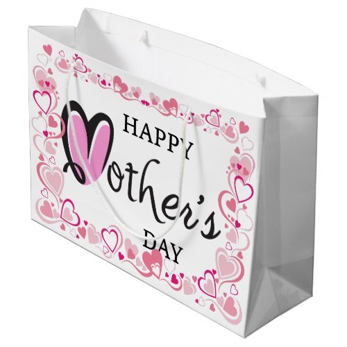 Happy Mothers Day Hearts  Large Gift Bag