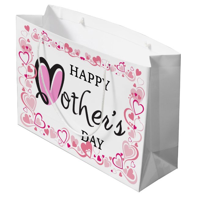 Happy Mothers Day Hearts  Large Gift Bag (Back Angled)