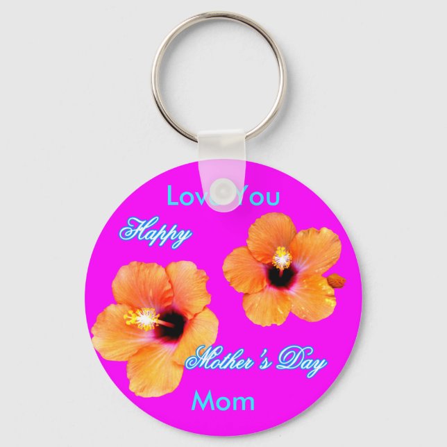 Happy Mother's Day Hibiscus Love You Mom jGibney Keychain (Front)