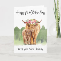 Happy Mother's Day Highland Cow and Calf Card
