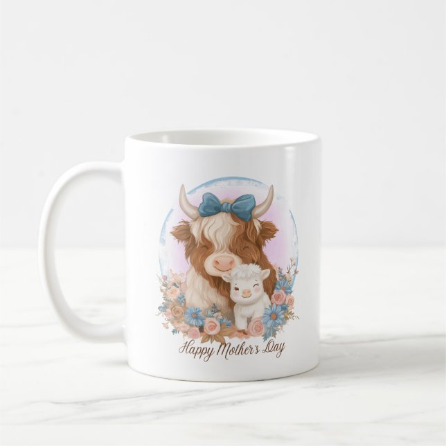 Happy Mother's Day Highland cow Coffee Mug (Left)