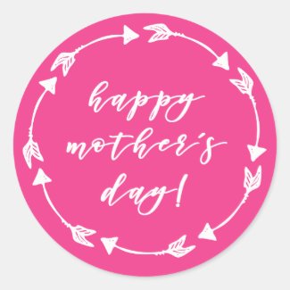 Happy Mother's Day! Hot Pink Mother's Day Classic Round Sticker