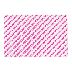 Happy Mother's Day Hot Pink on White Placemat