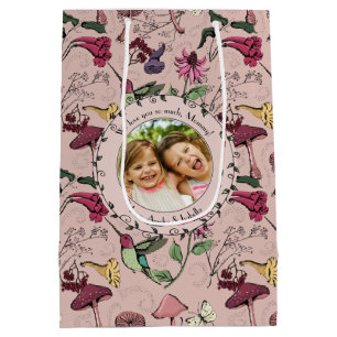 Happy Mothers Day Hummingbird & Flowers Photo Medium Gift Bag