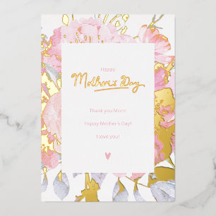 Happy mothers day - i love you mom foil holiday card