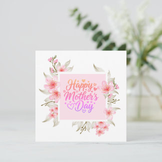 Happy Mother's Day I Pink Cherry Blossom Floral Card