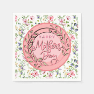Happy Mother's Day I Watercolor Floral Pink Napkins