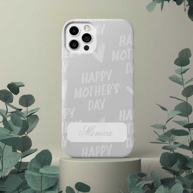 Happy Mother's Day in gray background custom name Case-Mate iPhone Case (Happy Mother's Day in gray background custom name Case-Mate iPhone Case)