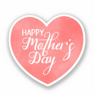 Happy mother's day in pink heart, mom love sticker