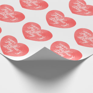 Happy mother's day in pink heart, mom love wrapping paper
