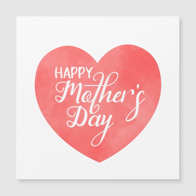 Happy mother's day in pink heart, watercolor heart (Front)