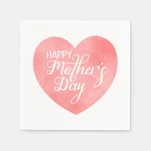 Happy Mother's day in pink watercolor heart Napkins