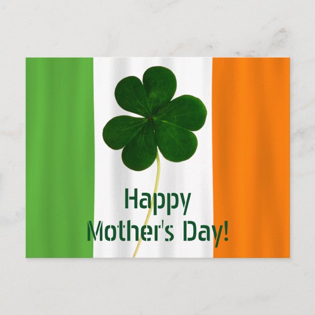 Happy Mother's Day Irish Flag Shamrock Ireland Postcard (Front)