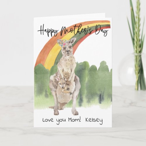 Happy Mothers Day Kangaroo Mom and Baby  Card
