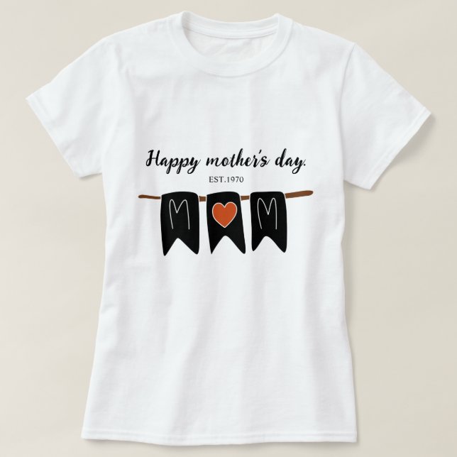 Happy mother's day l Modern Heart l Mom l Black T-Shirt (Design Front)