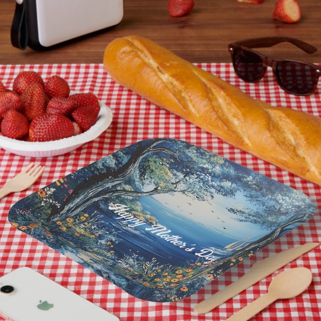 Happy Mother's Day Lake Scene  Paper Plates (Picnic)