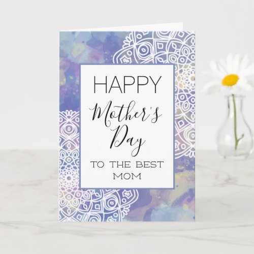 Happy Mothers Day Lavender Purple Floral Mandala Card