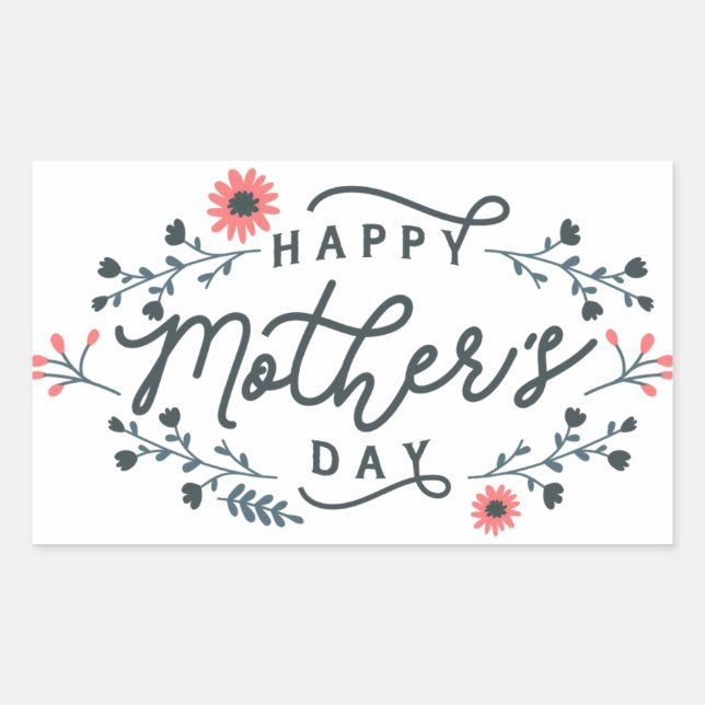 happy-mothers-day-lettering rectangular sticker (Front)