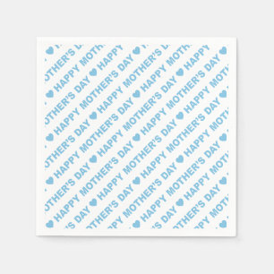 Happy Mother's Day Light Blue on White Napkins