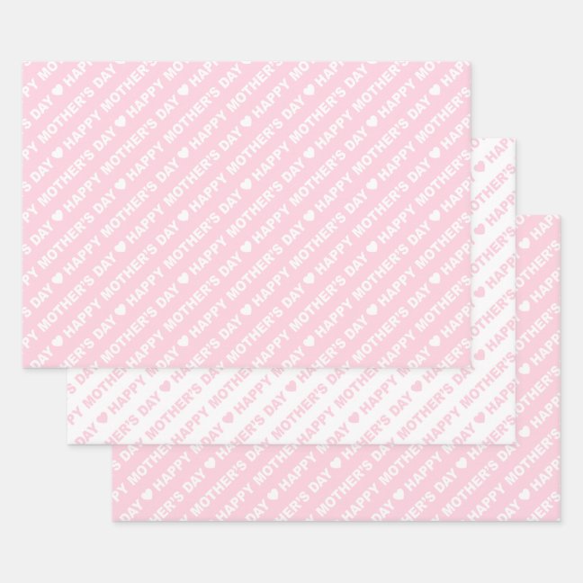 Happy Mother's Day Light Pink and White Wrapping Paper Sheets