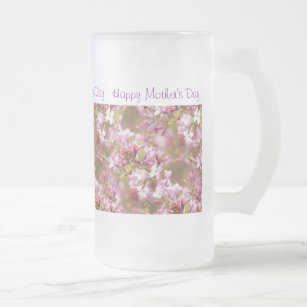 "Happy Mother's Day"  Lilacs Flower Pic for Mom Frosted Glass Beer Mug
