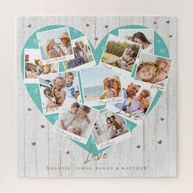 Happy Mother's Day Love Heart Shape Photo Collage Jigsaw Puzzle (Vertical)
