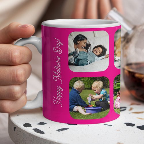 Happy Mothers Day love you mom photo collage pink Coffee Mug