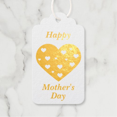Happy Mothers Day Lovely Red White Hearts Foil Gift Tags
