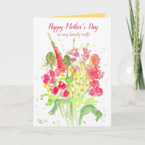 Happy Mothers Day Lovely Wife Flower Bouquet Card