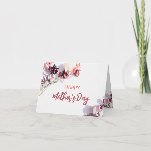 Happy Mother's Day | Maroon Flowers Card (Front)