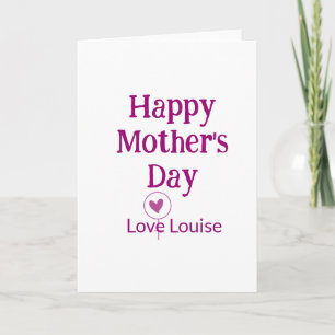 Happy Mother's day mauve love name female sign tit Card