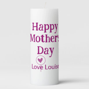 Happy Mother's day mauve love name female sign tit Pillar Candle
