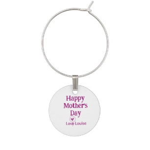 Happy Mother's day mauve love name female sign tit Wine Charm
