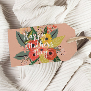 Happy Mother's Day Modern Colorful Floral Script Gift Tags