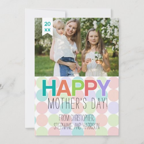 Happy Mothers Day Modern Dots Photo Greeting Card