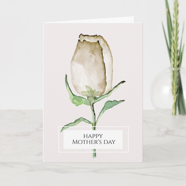 Happy Mothers day Modern, elegant, rose, Card (Front)