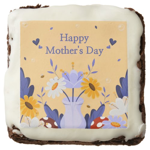 Happy Mothers Day Modern Flowers Floral Botanical Brownie