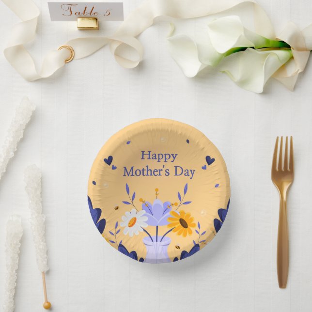 Happy Mother's Day Modern Flowers Floral Botanical Paper Bowls (Wedding)
