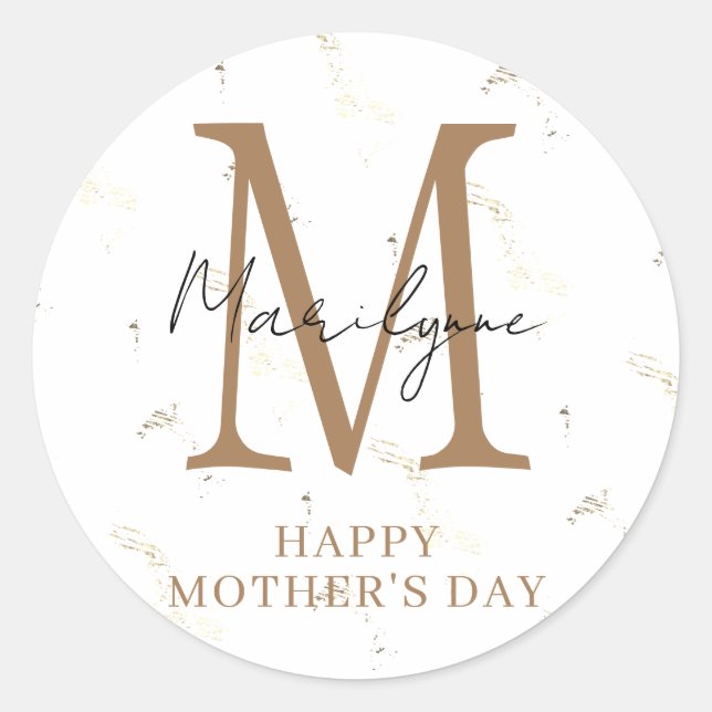 Happy Mother's Day Modern Monogram Stickers (Front)