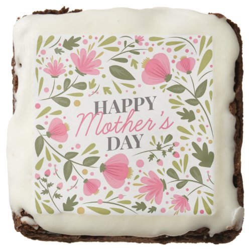Happy Mothers Day Modern Pink Floral Botanical Brownie