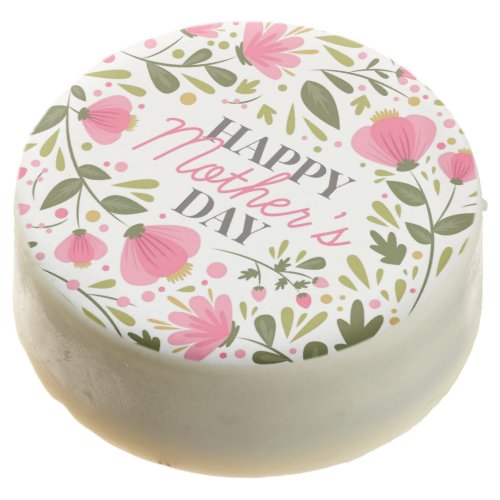 Happy Mothers Day Modern Pink Floral Botanical Chocolate Covered Oreo
